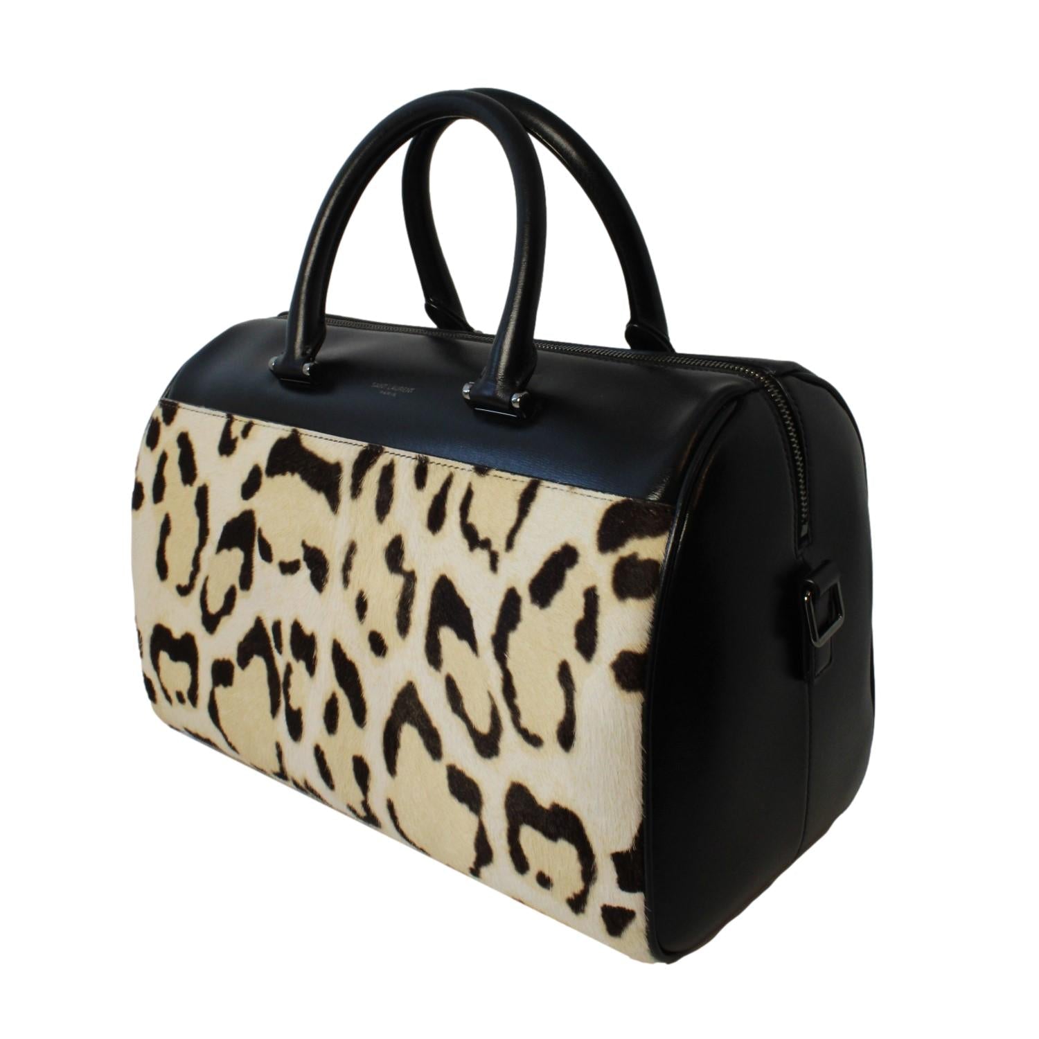 Saint Laurent 12 Hour Calfskin Leather Pony Hair Duffle Bag 533480 at_Queen_Bee_of_Beverly_Hills