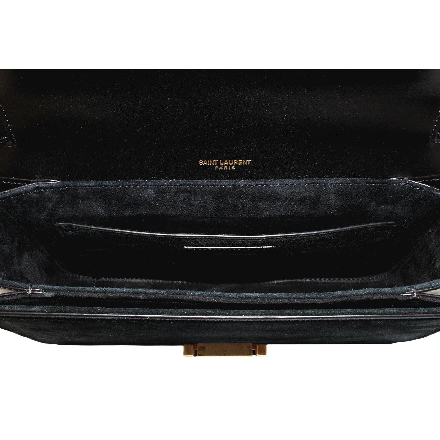 Saint Laurent Bellechasse Black Leather Leopard Suede Crossbody 482051 at_Queen_Bee_of_Beverly_Hills