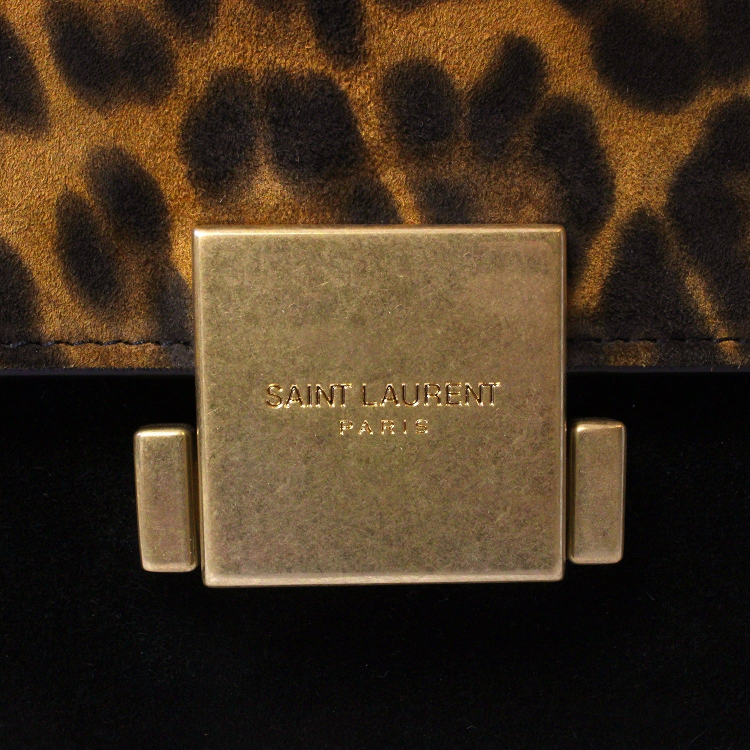 Saint Laurent Bellechasse Black Leather Leopard Suede Crossbody 482051 at_Queen_Bee_of_Beverly_Hills