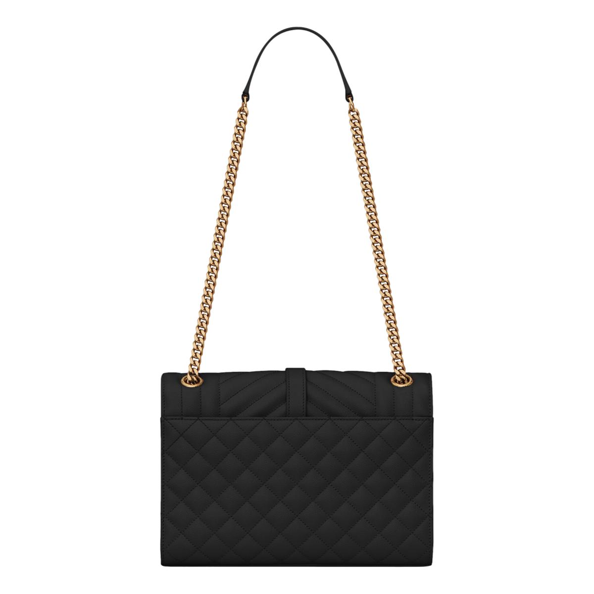 Saint Laurent Black Grain de Poudre Matelasse Medium Shoulder Bag 600185 at_Queen_Bee_of_Beverly_Hills