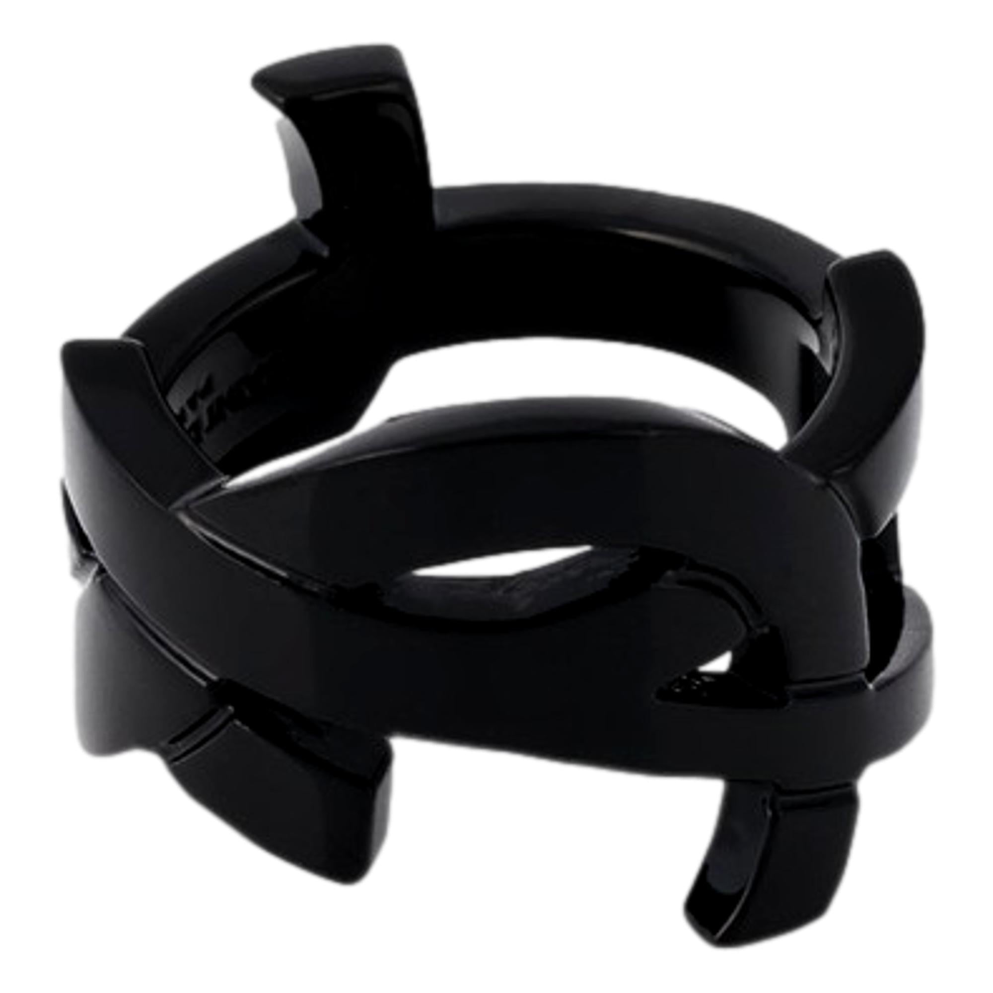 Saint Laurent Black Monogram Ring Size 8 at_Queen_Bee_of_Beverly_Hills