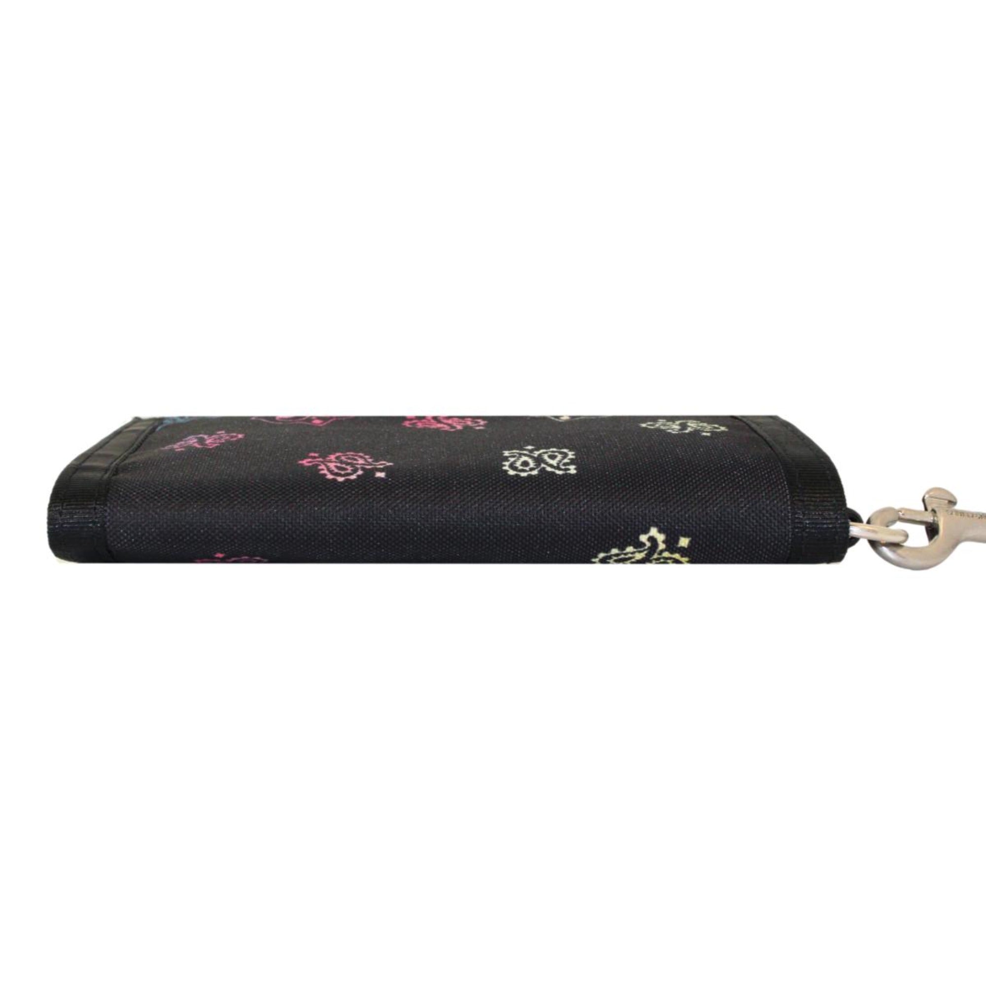 Saint Laurent Buffalo Black Nylon Bandana Chain Trifold Wallet 586279 at_Queen_Bee_of_Beverly_Hills