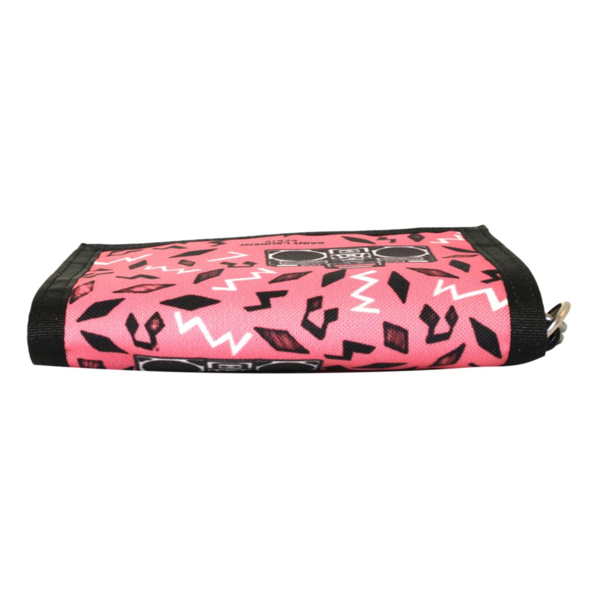 Saint Laurent Buffalo Pink Nylon Radio Chain Trifold Wallet 586279 at_Queen_Bee_of_Beverly_Hills