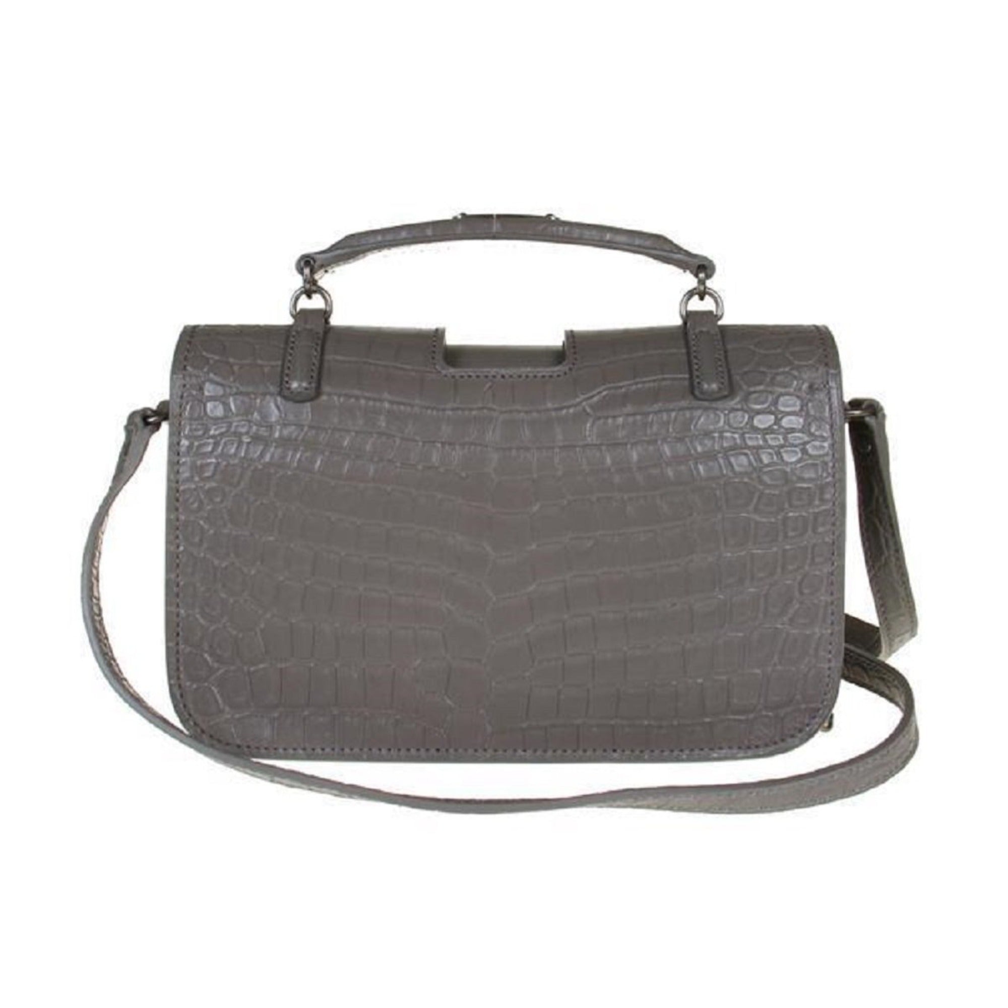 Saint Laurent Charlotte Crocodile Embossed Leather Grey Bag 486638 at_Queen_Bee_of_Beverly_Hills