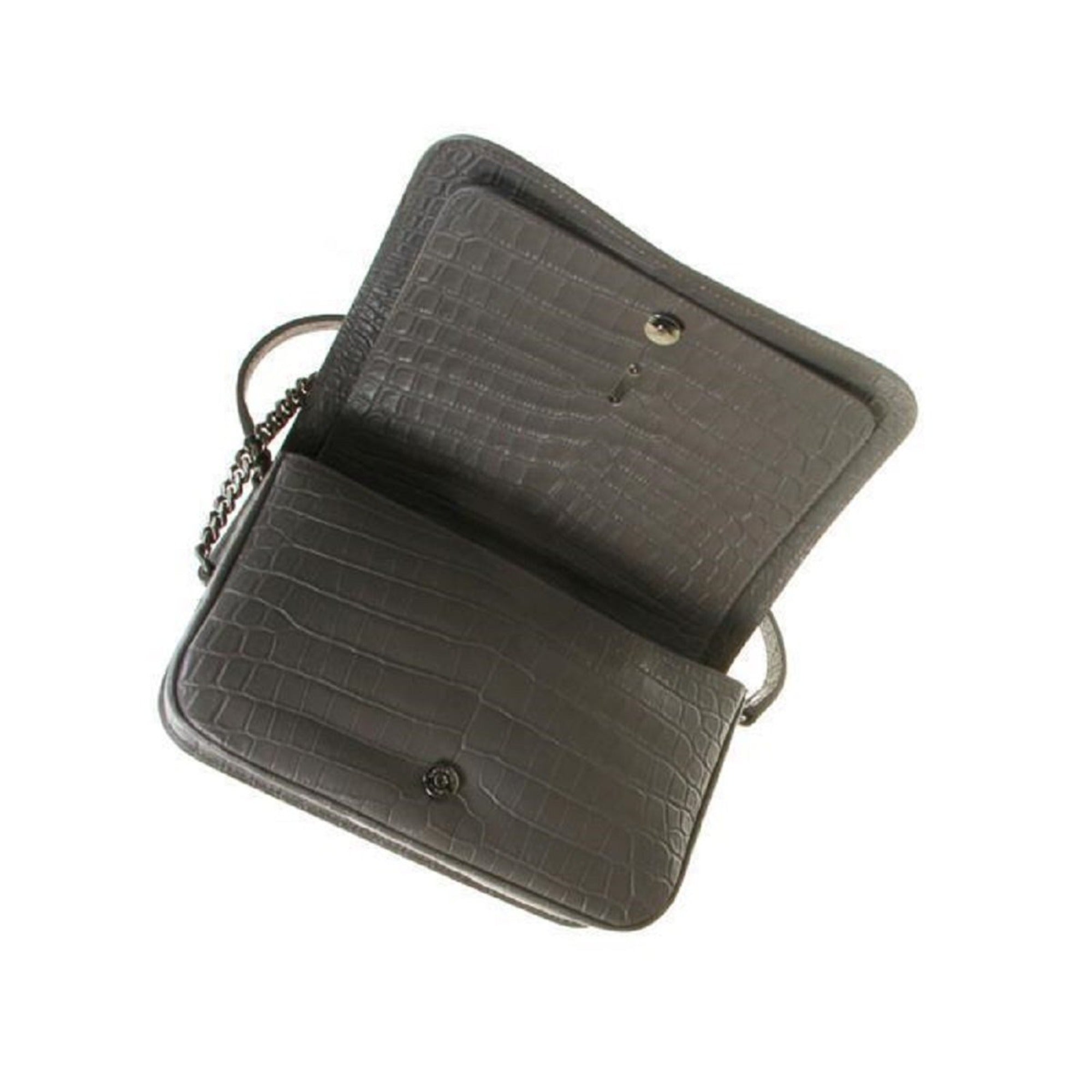 Saint Laurent Charlotte Crocodile Embossed Leather Grey Bag 486638 at_Queen_Bee_of_Beverly_Hills