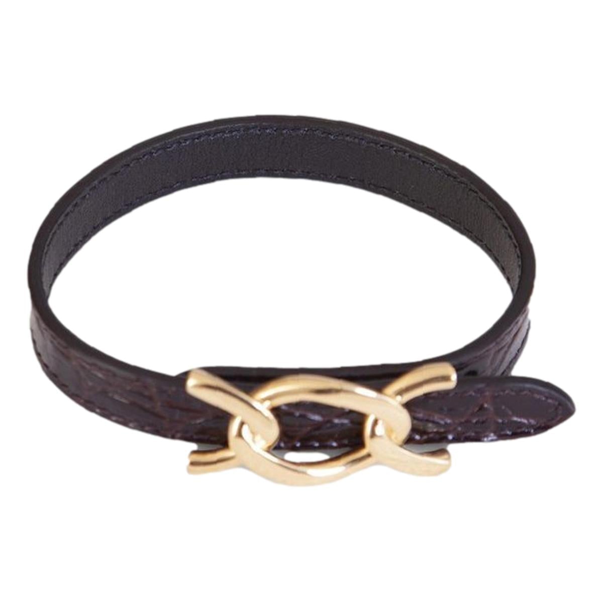 Saint Laurent Croc Embossed Chain Link Bracelet 640736 at_Queen_Bee_of_Beverly_Hills