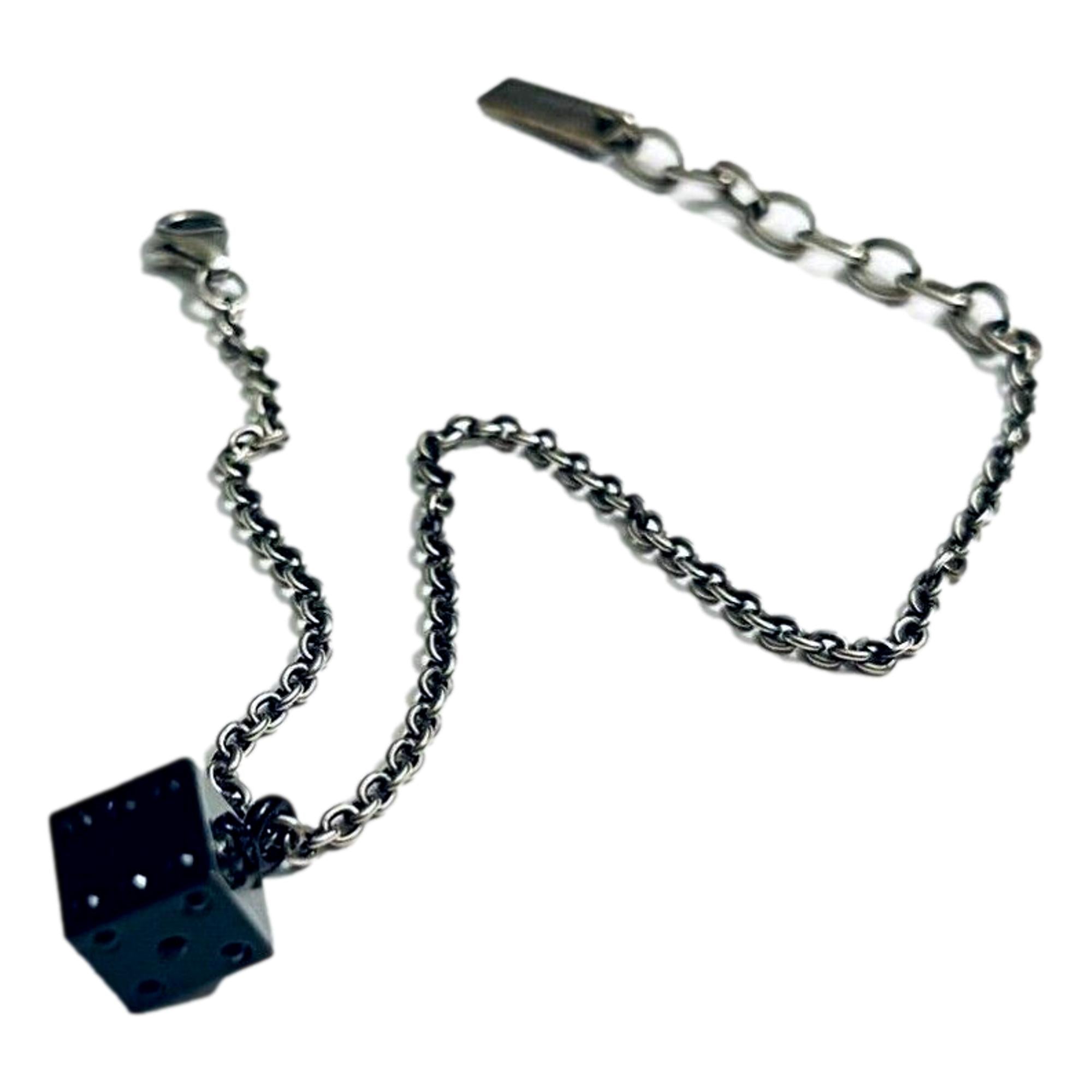Saint Laurent Des Toile Viscose Radio Silver Black Chain Bracelet at_Queen_Bee_of_Beverly_Hills