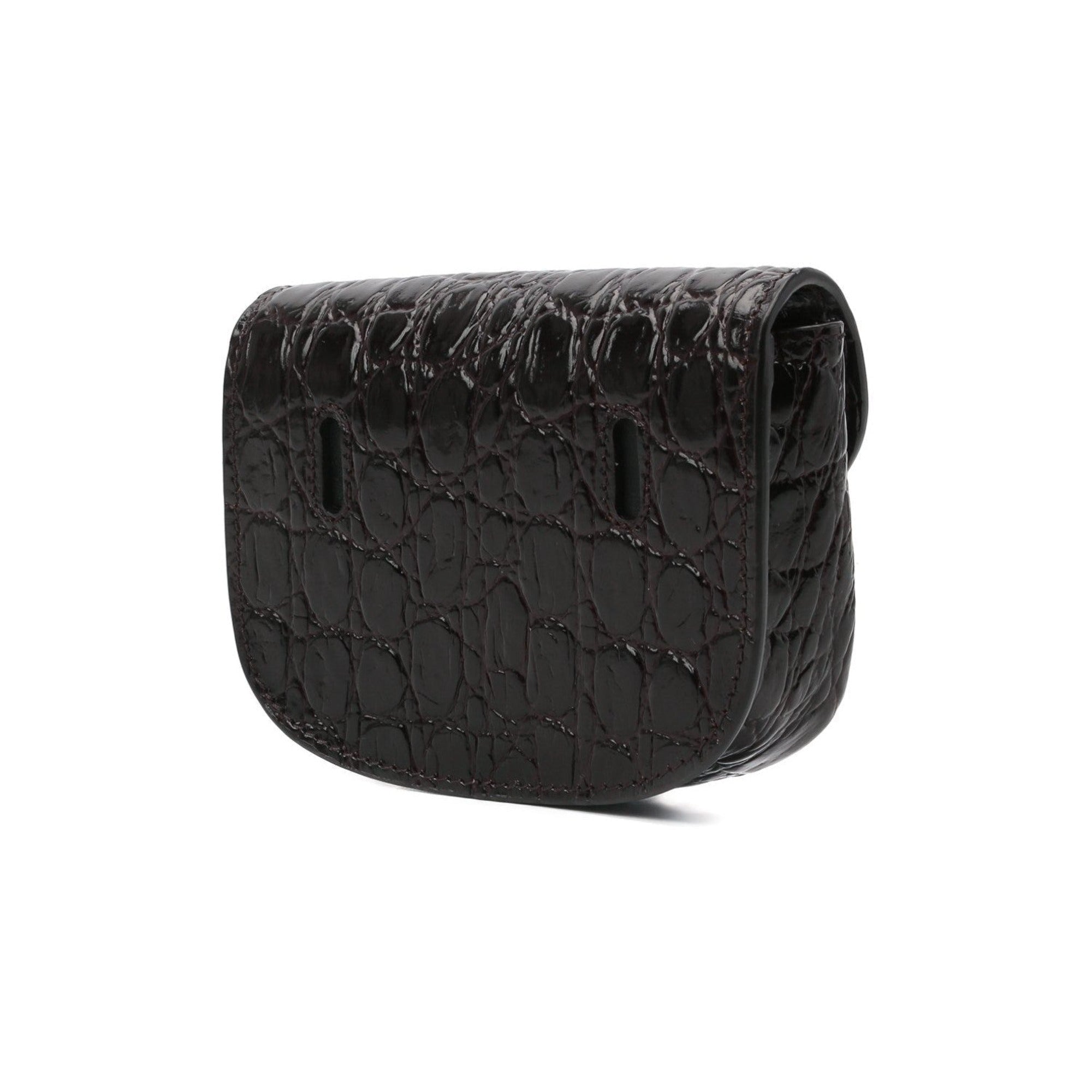 Saint Laurent Kaia Black Leather Croc Embossed Mini Belt Bag 634922 at_Queen_Bee_of_Beverly_Hills