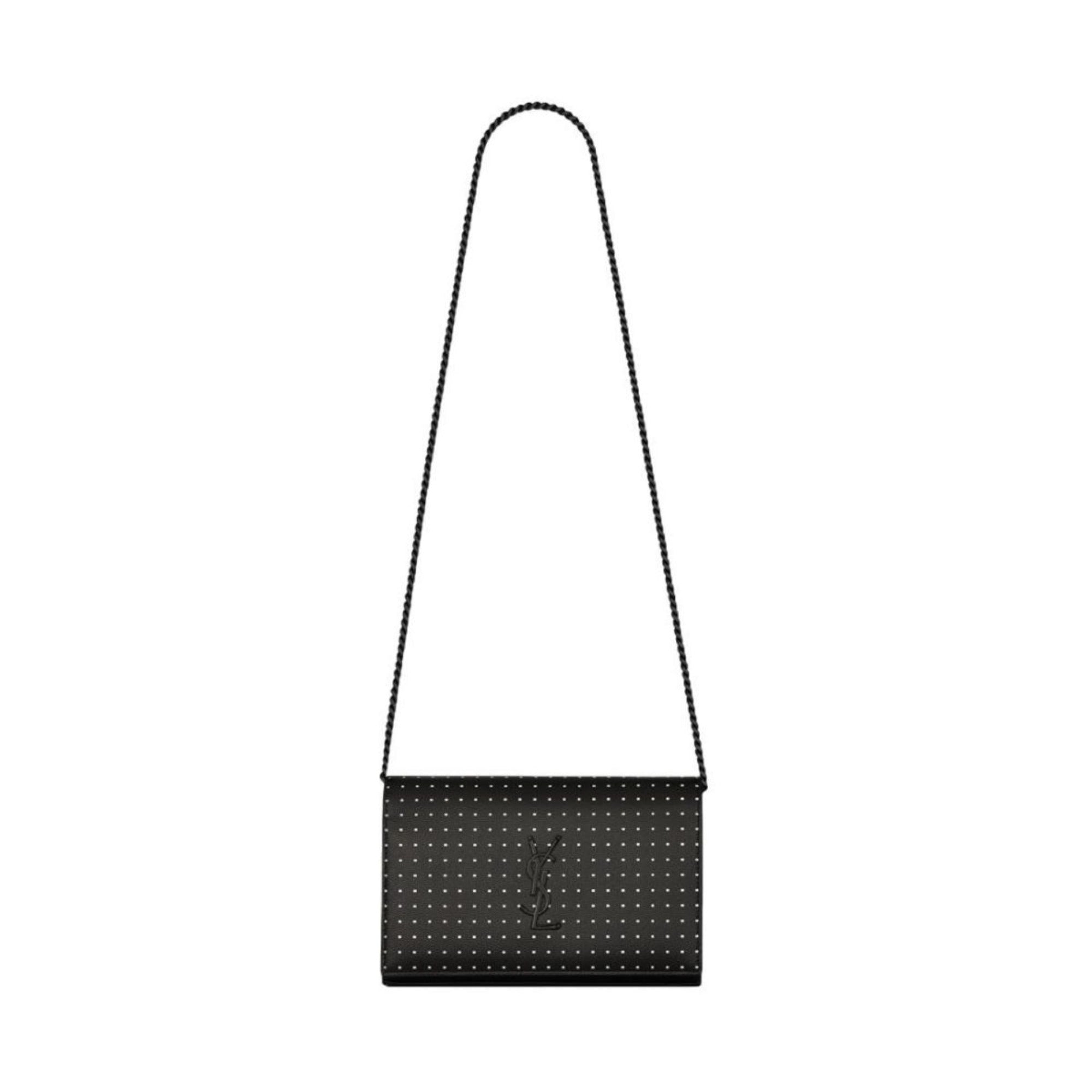 Saint Laurent Kate Monogram Grain De Poudre Black Leather Crossbody 377829 at_Queen_Bee_of_Beverly_Hills