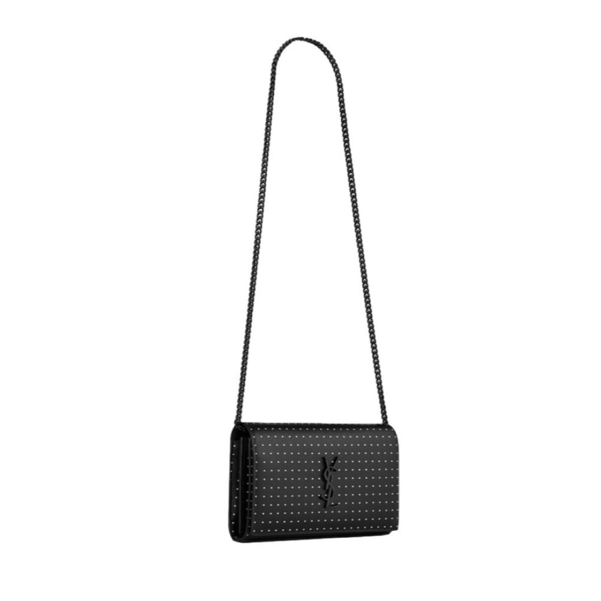 Saint Laurent Kate Monogram Grain De Poudre Black Leather Crossbody 377829 at_Queen_Bee_of_Beverly_Hills