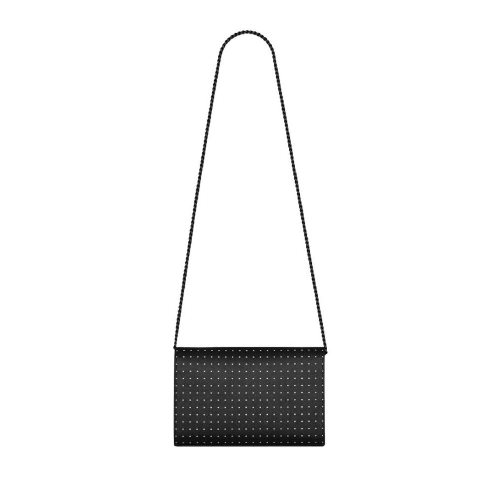 Saint Laurent Kate Monogram Grain De Poudre Black Leather Crossbody 377829 at_Queen_Bee_of_Beverly_Hills