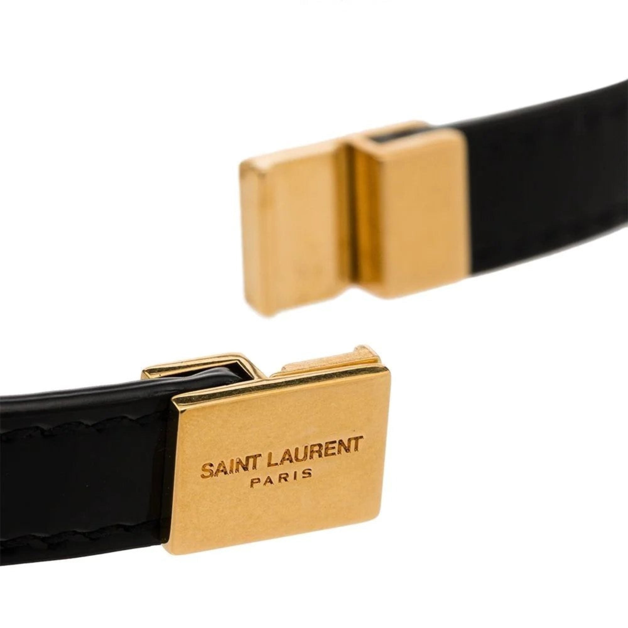 Saint Laurent Opyum Black Patent Leather Double Wrap Bracelet 536073 at_Queen_Bee_of_Beverly_Hills