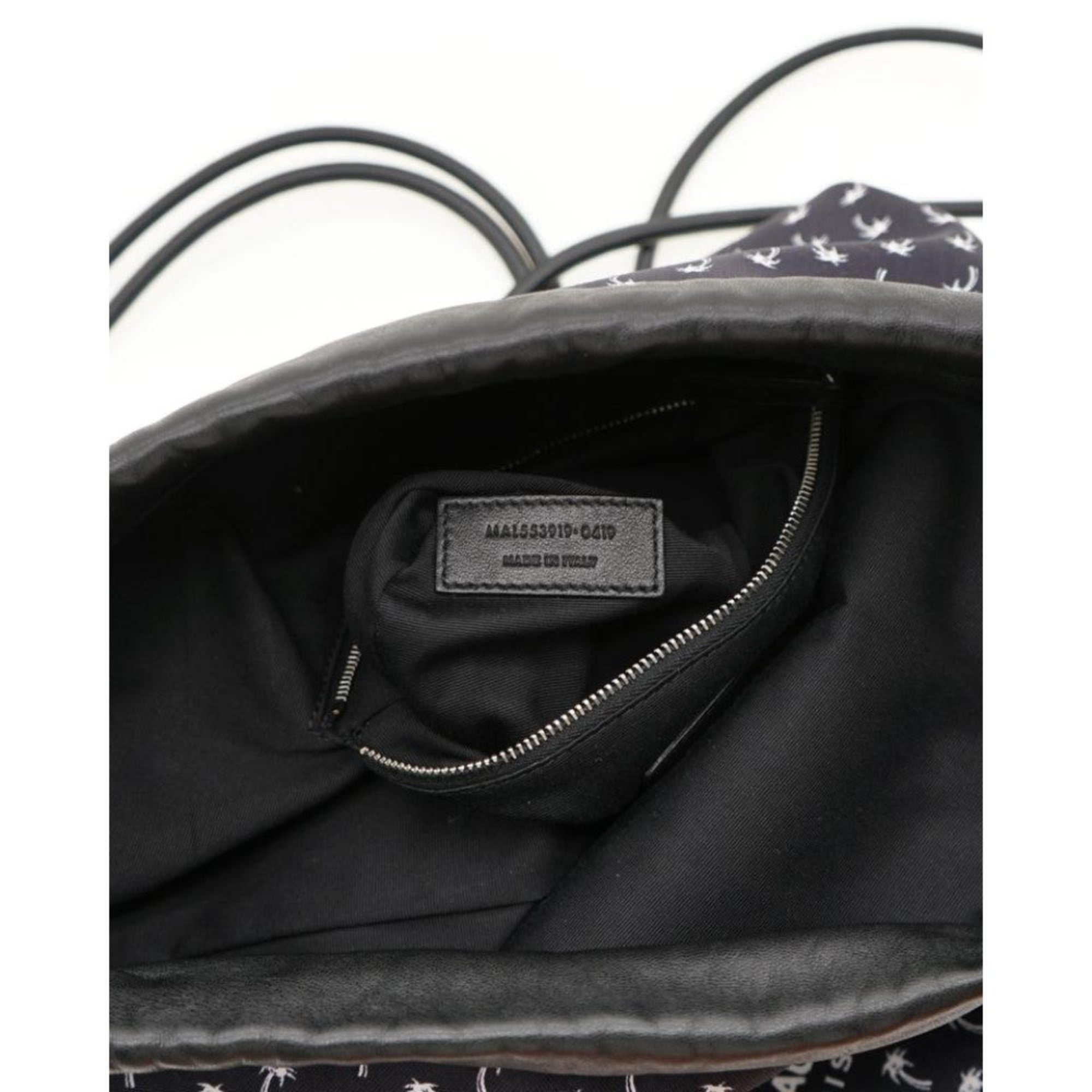 Saint Laurent Teddy Black Canvas Palm Drawstring Backpack 553919 at_Queen_Bee_of_Beverly_Hills