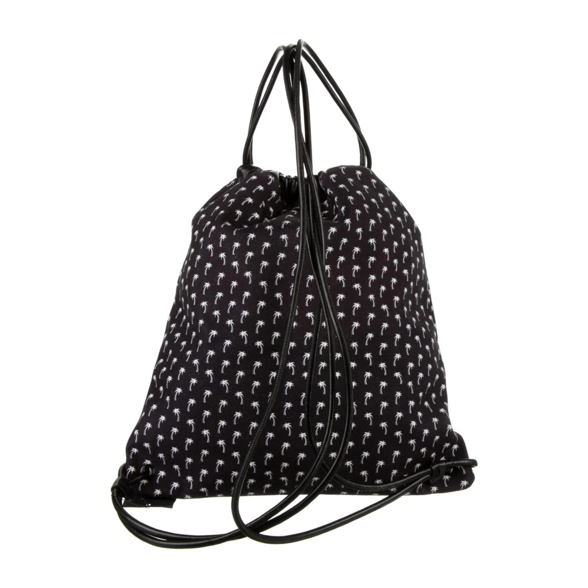 Saint Laurent Teddy Black Canvas Palm Drawstring Backpack 553919 at_Queen_Bee_of_Beverly_Hills