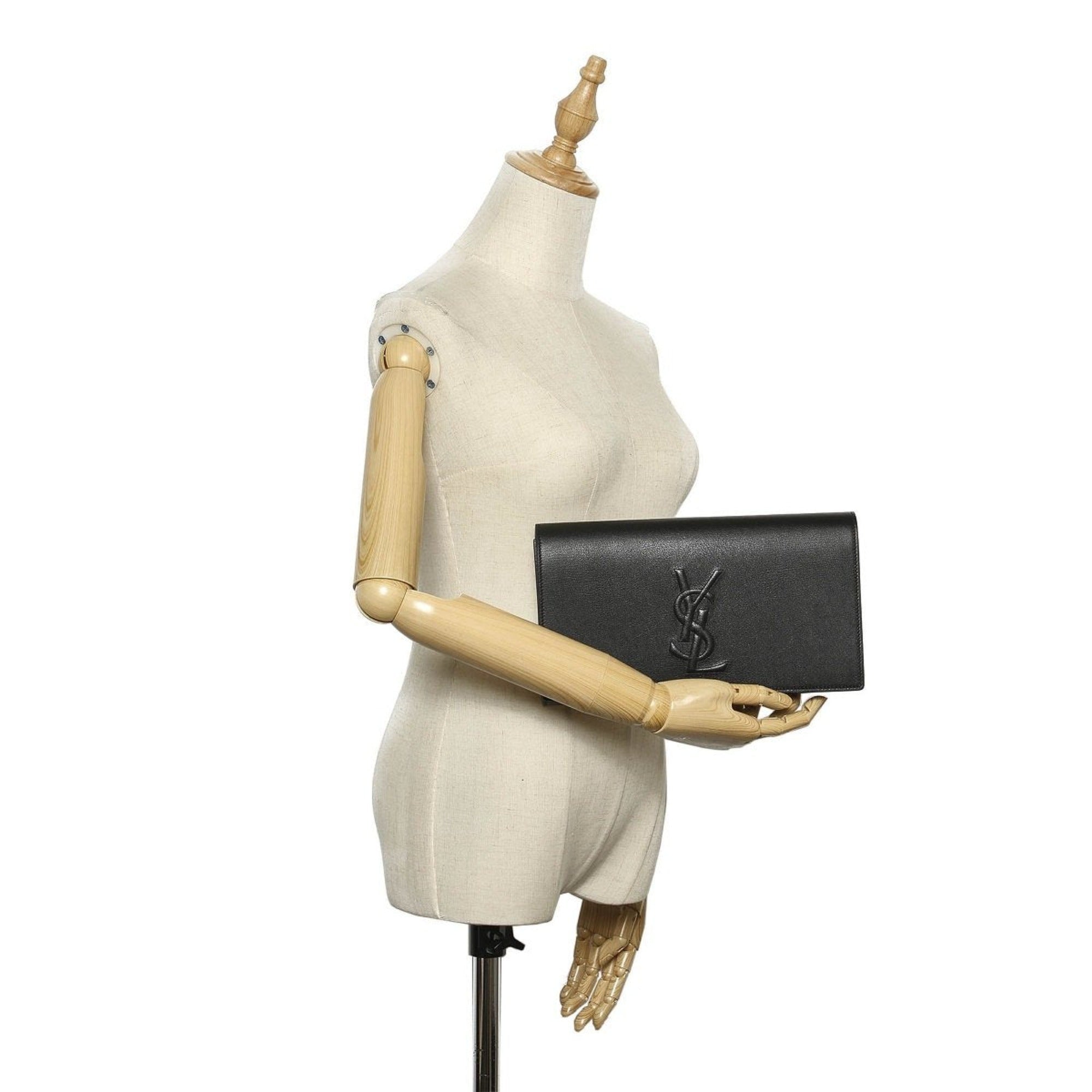 Saint Laurent YSL Belle de Jour Leather Black Large Clutch Bag 361120 at_Queen_Bee_of_Beverly_Hills
