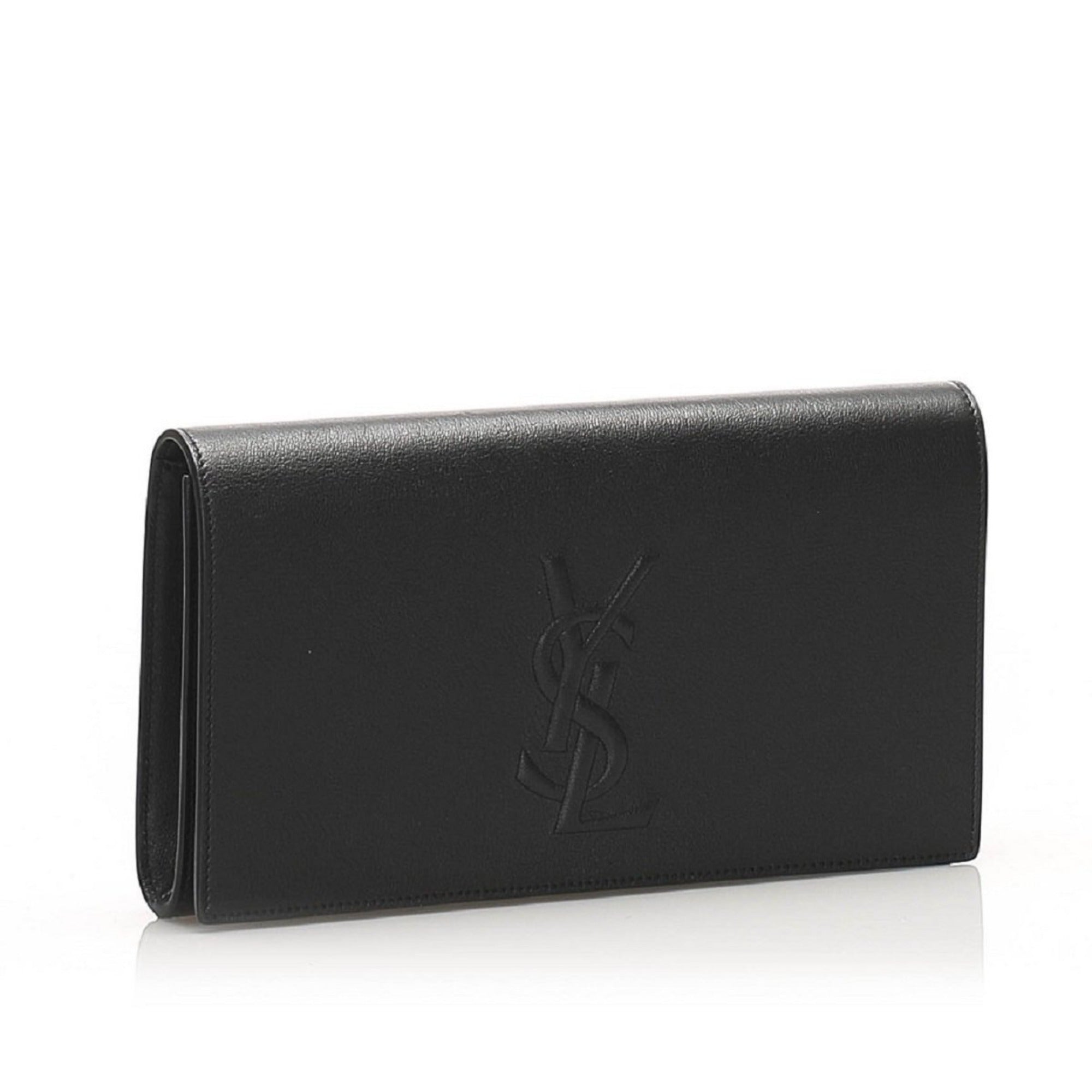 Saint Laurent YSL Belle de Jour Leather Black Large Clutch Bag 361120 at_Queen_Bee_of_Beverly_Hills