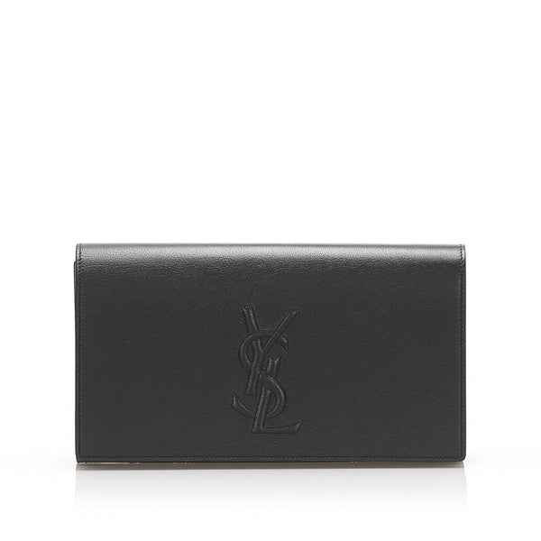 Saint Laurent Pouch Large Ysl Flap Wristlet Bag in Gray