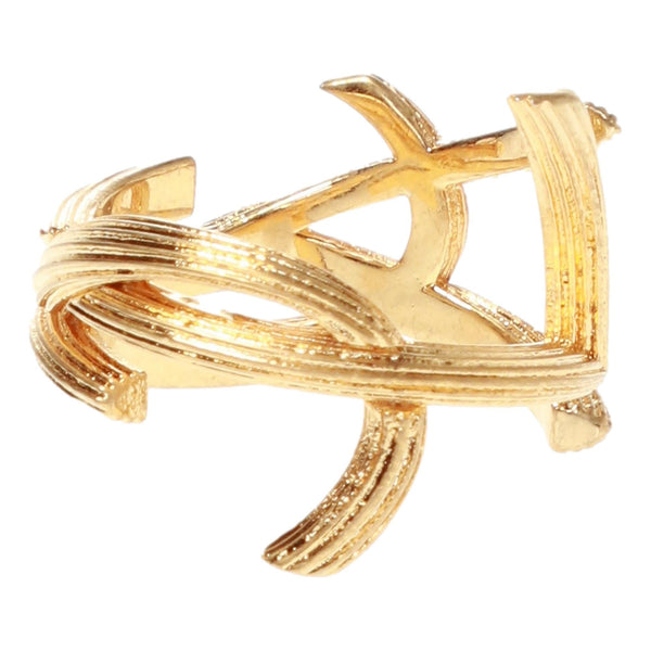 Saint Laurent YSL Monogram Gold Brass Ring