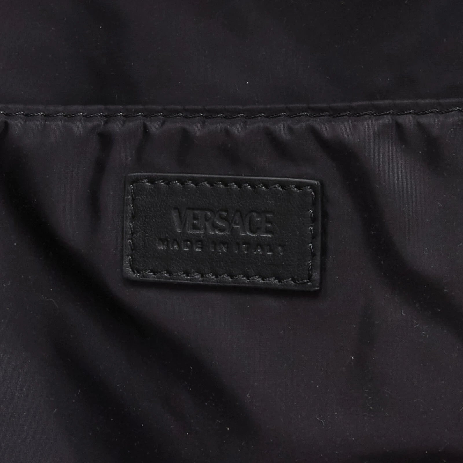 Versace Black Nylon Barocco Signature Print Zip Backpack 1002886 at_Queen_Bee_of_Beverly_Hills