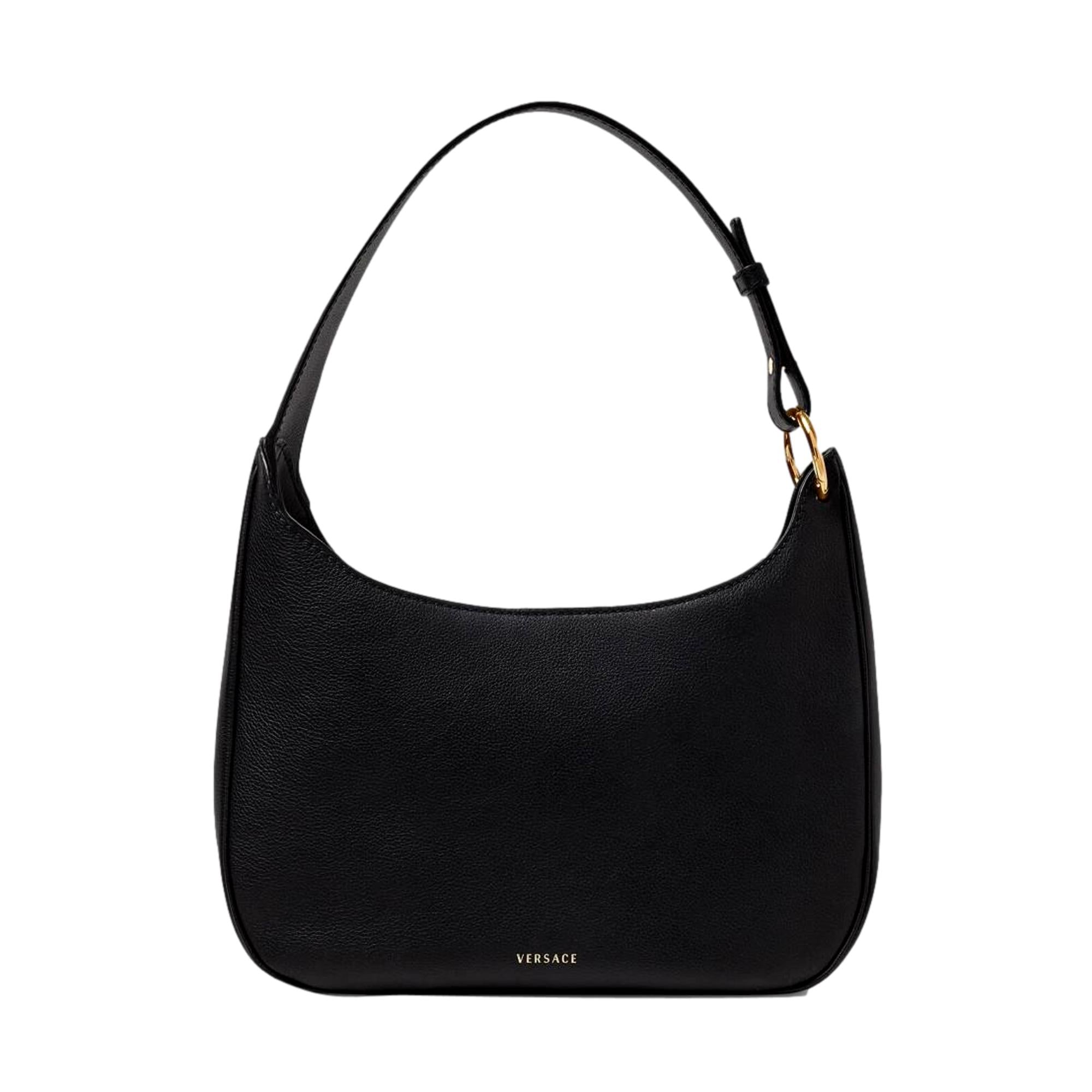 Versace La Medusa Convertible Black Leather Hobo Bag at_Queen_Bee_of_Beverly_Hills