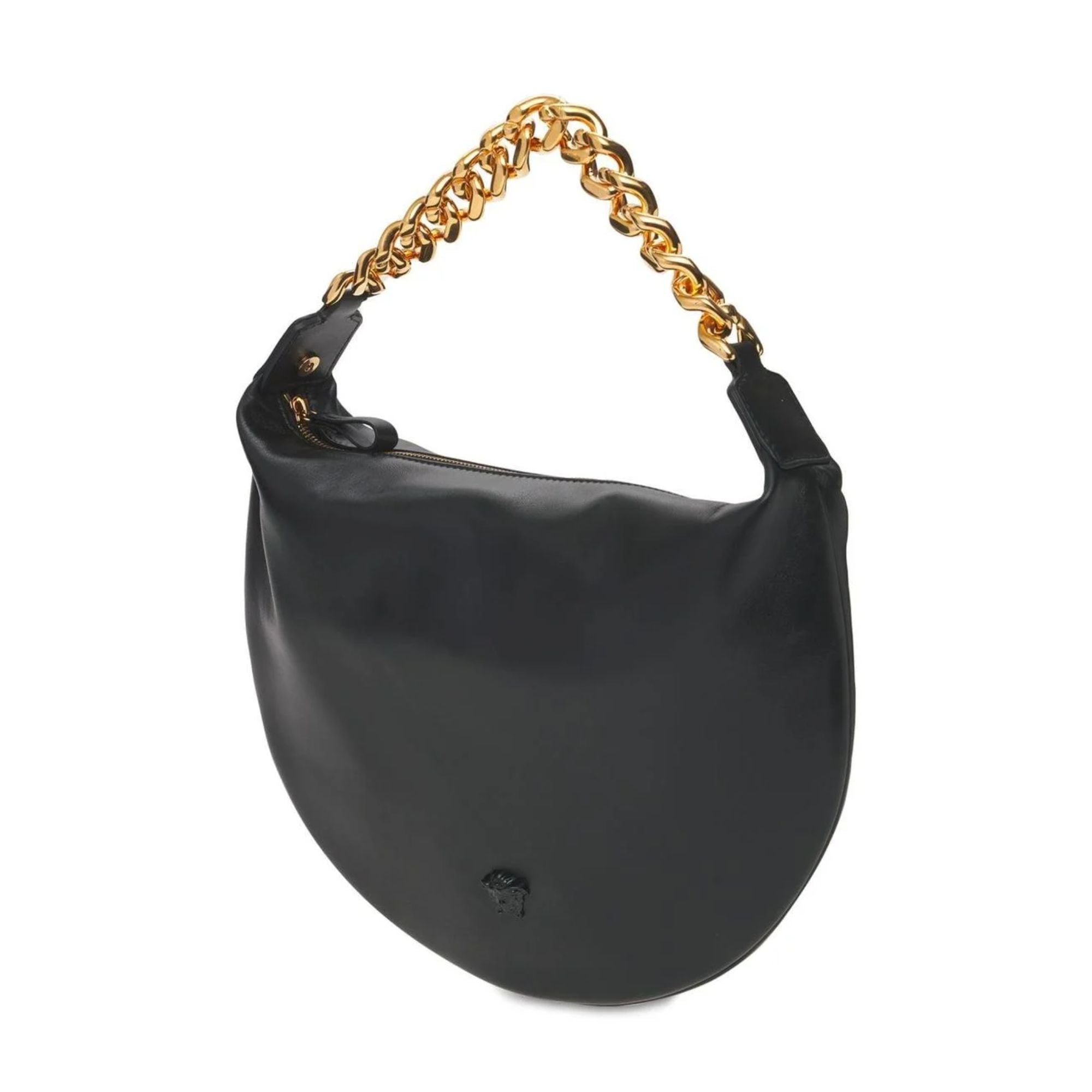 Versace La Medusa Soft Hobo Black Lambskin Leather Handbag at_Queen_Bee_of_Beverly_Hills