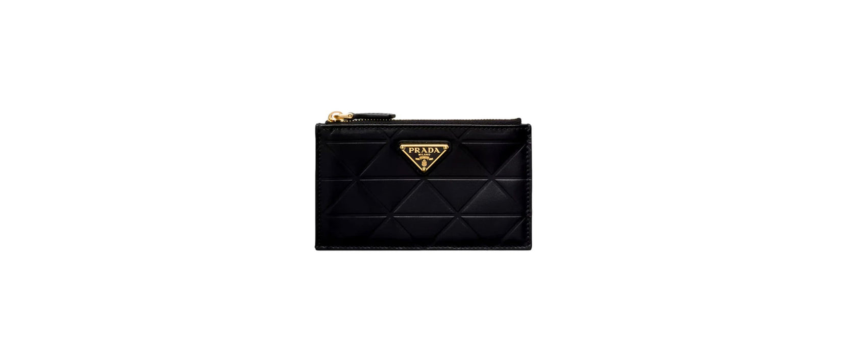 Black leather Prada card case