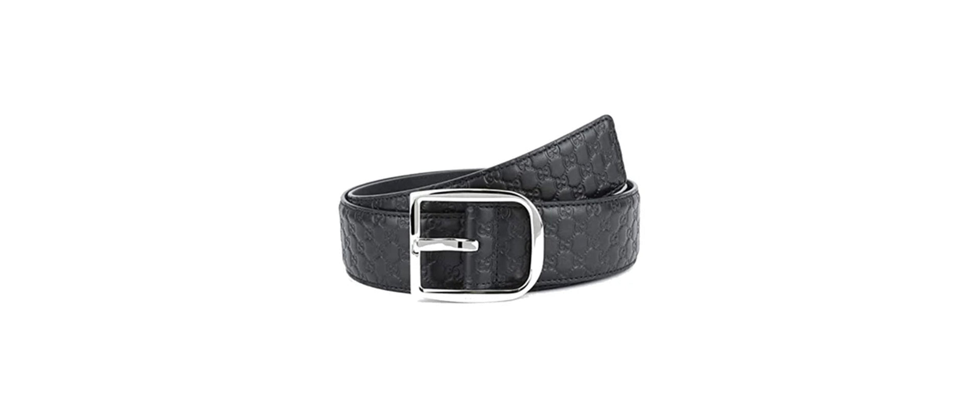 Black Leather Gucci Interlock GG Belt
