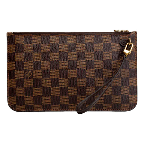Louis Vuitton Neverfull MM GM Pochette Damier Ebene Wristlet Clutch