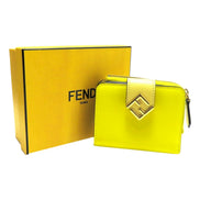 Fendi Diamonds Sorbetto Yellow Compact Zip Pocket Bifold Card Holder Wallet