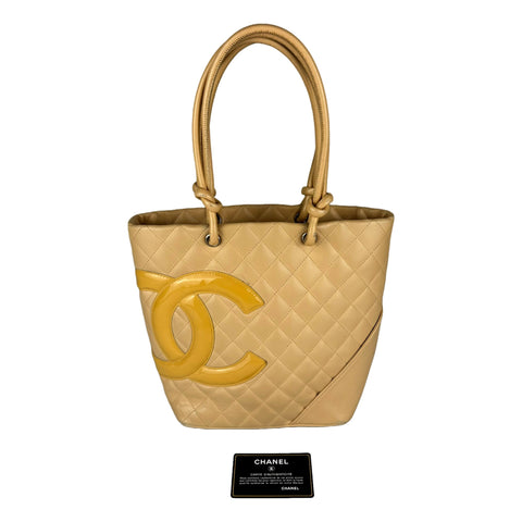 Chanel Tote Bag Cambon Beige Quilted Lambskin Leather