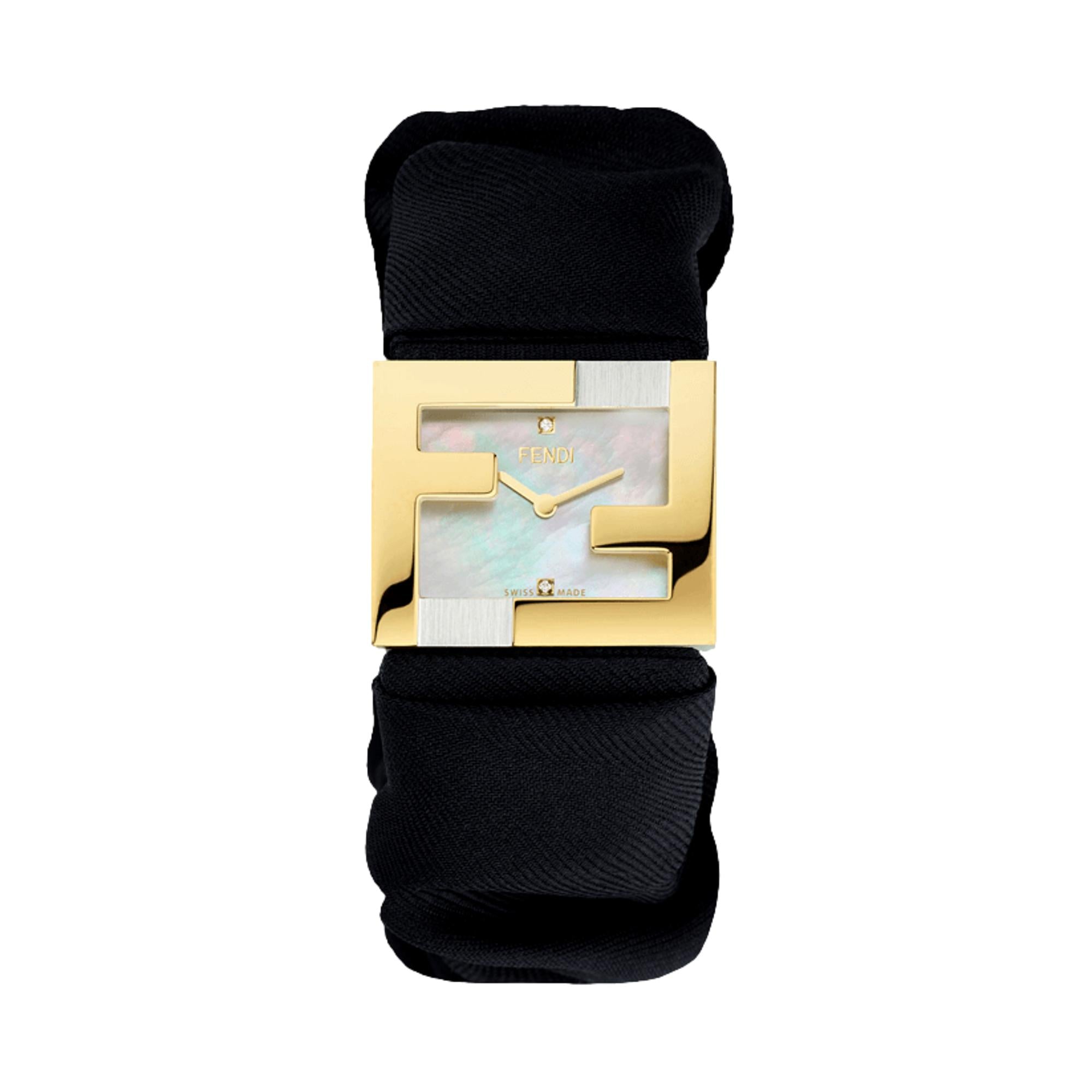 【FENDI】FENDIMANIA BAGUETTE WATCH Fendi Fendimania Baguette Black Nylon Timepiece Watch