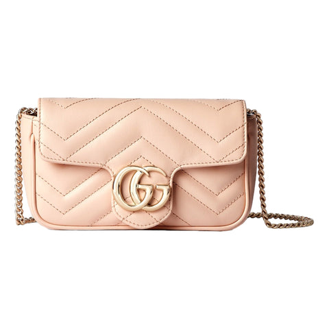 Gucci GG Marmont Super Mini Matelasse Crossbody Bag Light Beige Pink