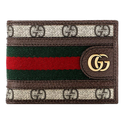 Gucci Ophidia GG Canvas Web Stripe Mini Bifold Wallet