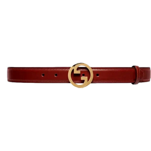 Gucci Blondie Leather Burgundy Gold Buckle Belt 110