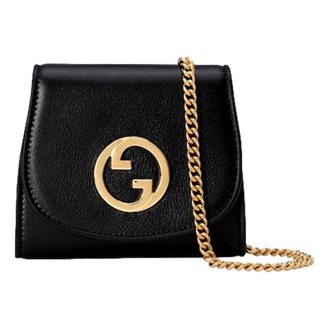 Gucci GG Blondie Black Mini Wallet On A Chain