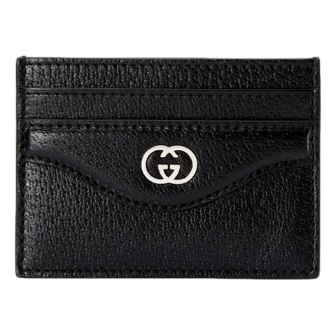 Gucci Interlocking G Black Leather Card Case Wallet