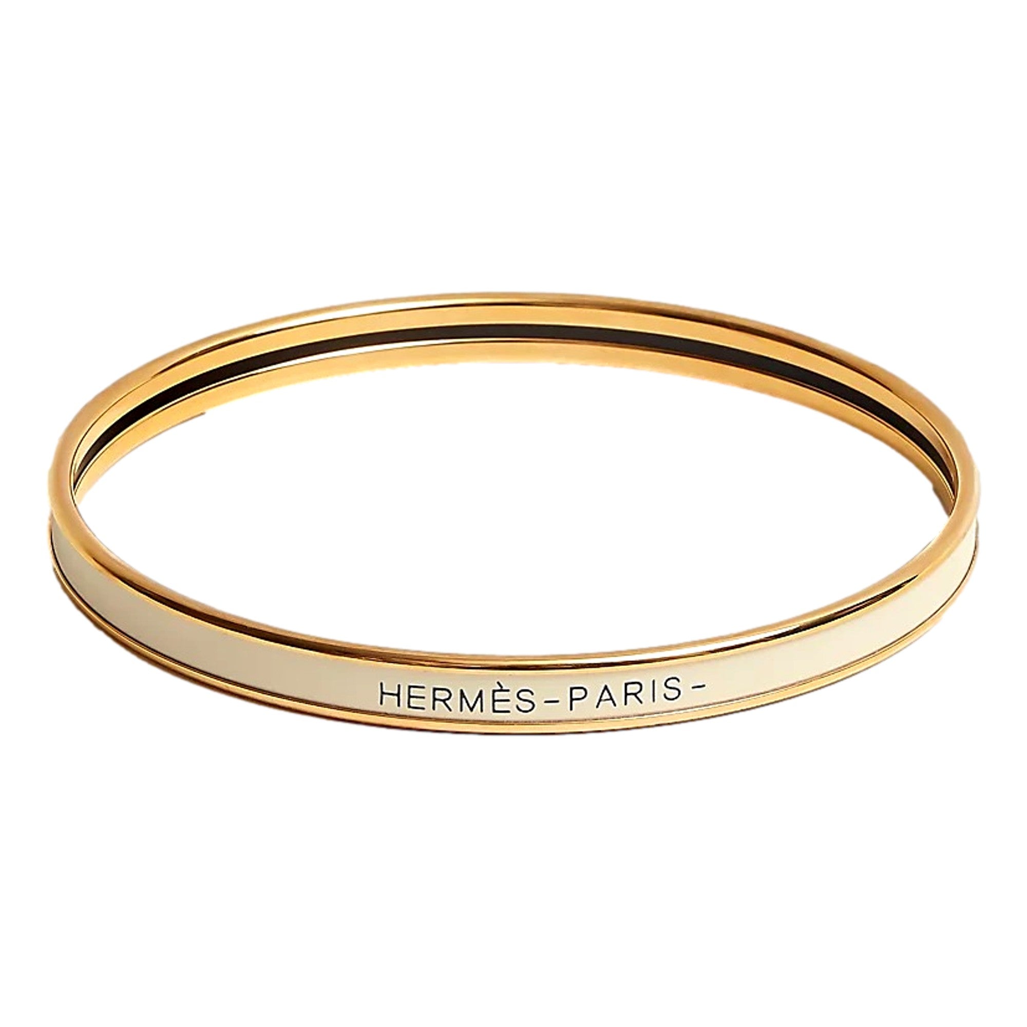 Hermès White and Gold Uni Bangle – Queen Bee of Beverly Hills