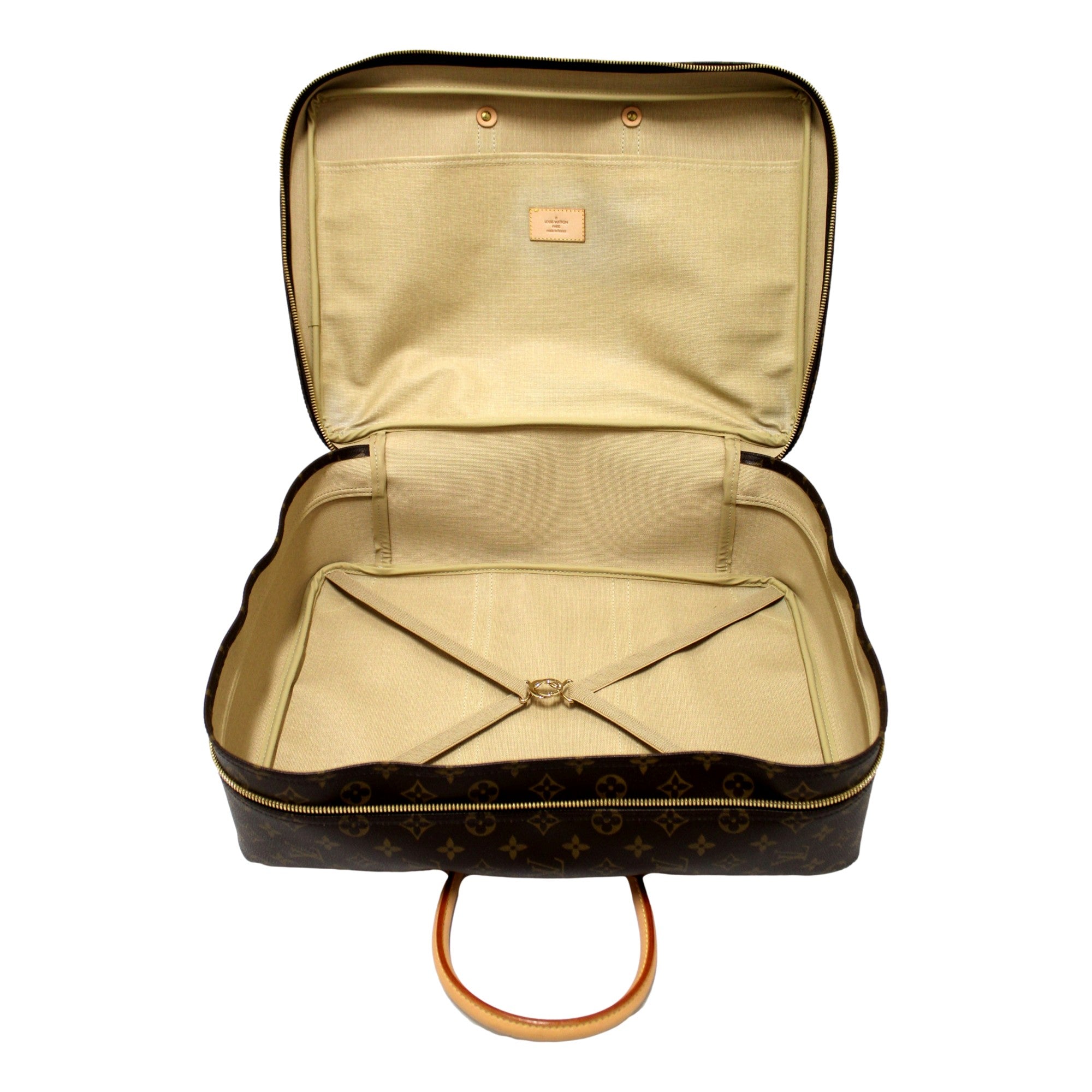 Louis Vuitton Sirius 55 Suitcase Classic Monogram Canvas Leather Travel Bag
