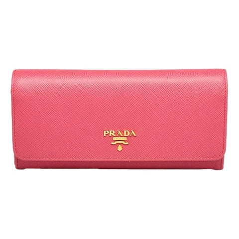 Prada Continental Flap Wallet With Detachable Chain Card Case Peonia+Begonia Pink