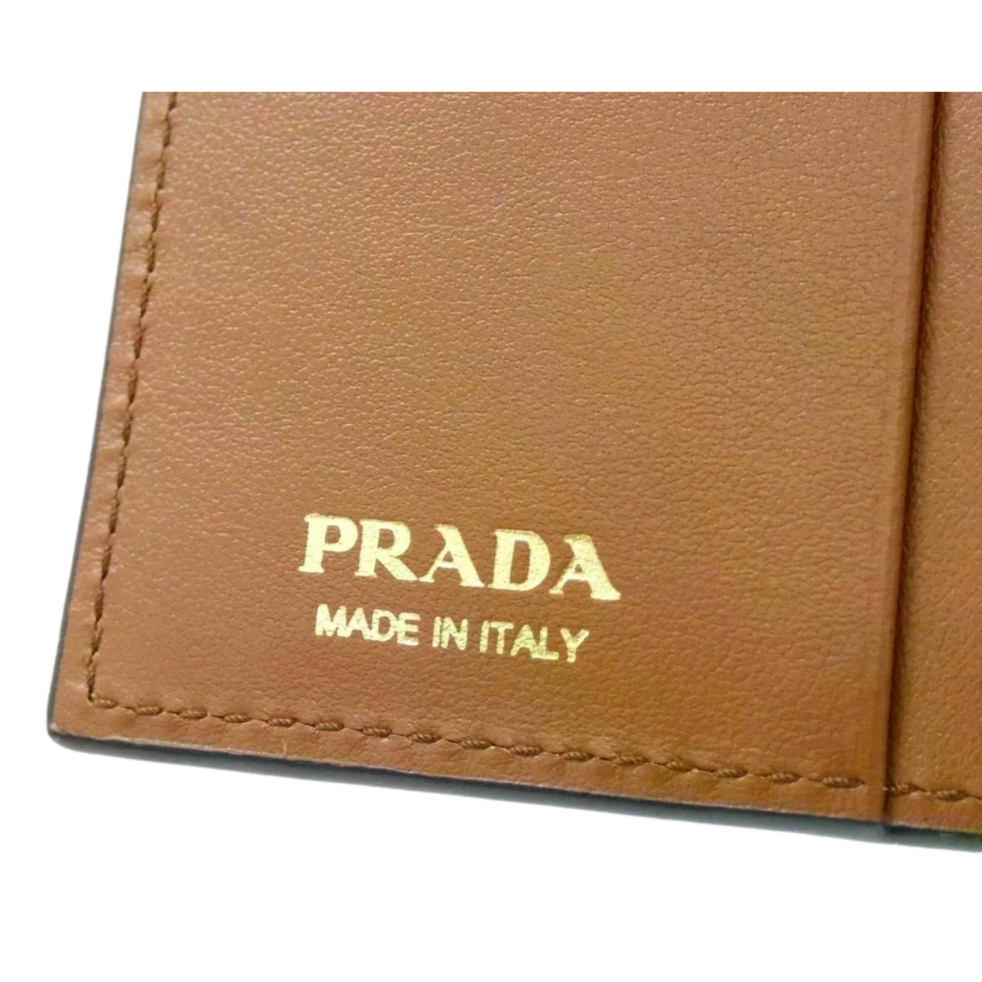 Prada City Calf Leather Snap Bifold Wallet Caramel Brown available at Queen Bee of Beverly Hills