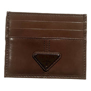 Prada Soft Lux Leather Triangle Logo Card Holder Wallet Argilla Gray sold at Queen Bee of Beverly Hills