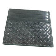Prada Woven Leather Card Case Wallet Marine Blue sold at Queen Bee of Beverly Hills