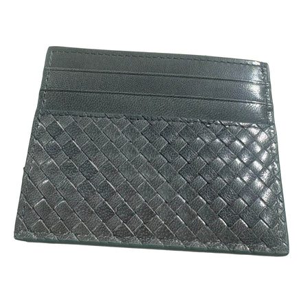 Prada Woven Leather Card Case Wallet Marine Blue sold at Queen Bee of Beverly Hills