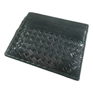 Prada Woven Leather Card Case Wallet Marine Blue sold at Queen Bee of Beverly Hills
