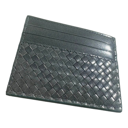 Prada Woven Leather Card Case Wallet Marine Blue sold at Queen Bee of Beverly Hills