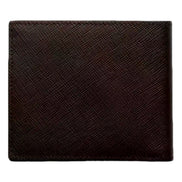 Prada Saffiano Leather Bifold Wallet Brown Navy available at Queen Bee of Beverly Hills
