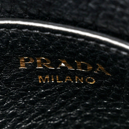 Prada Vitello Phenix Zippered Messenger Hobo Black Leather Shoulder Bag