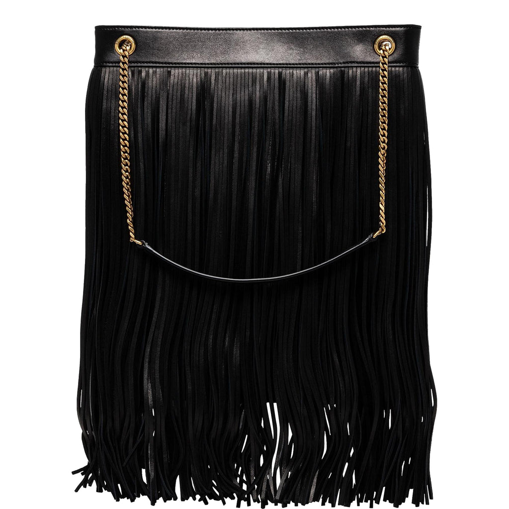 Saint Laurent Grace Black Tassel Leather Hobo Shoulder Bag