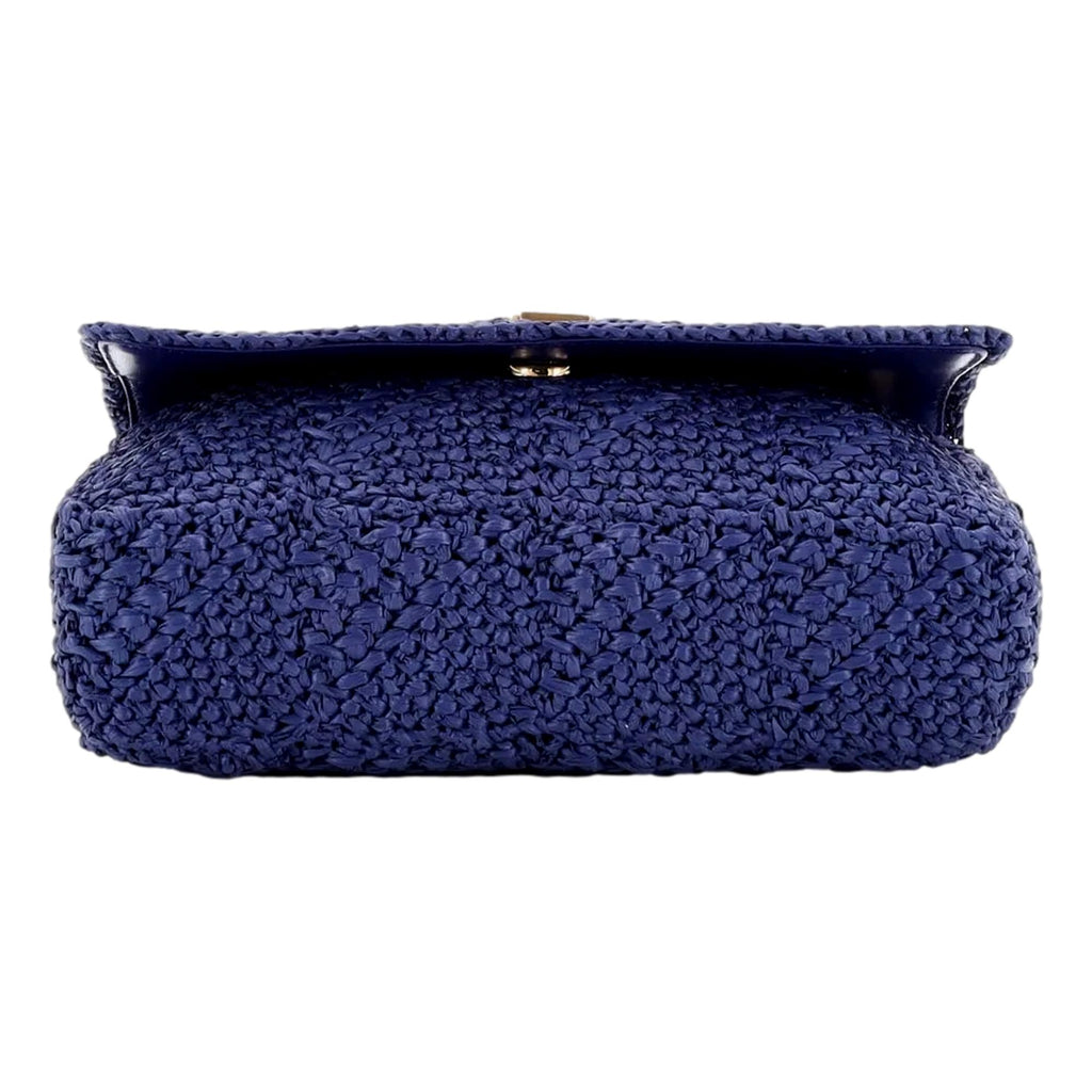 Saint Laurent Jamie Monogram Blue Raffia Shoulder Bag