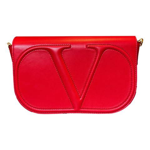 Valentino Garavani VLogo Walk Large Crossbody Bag Red Calf Leather